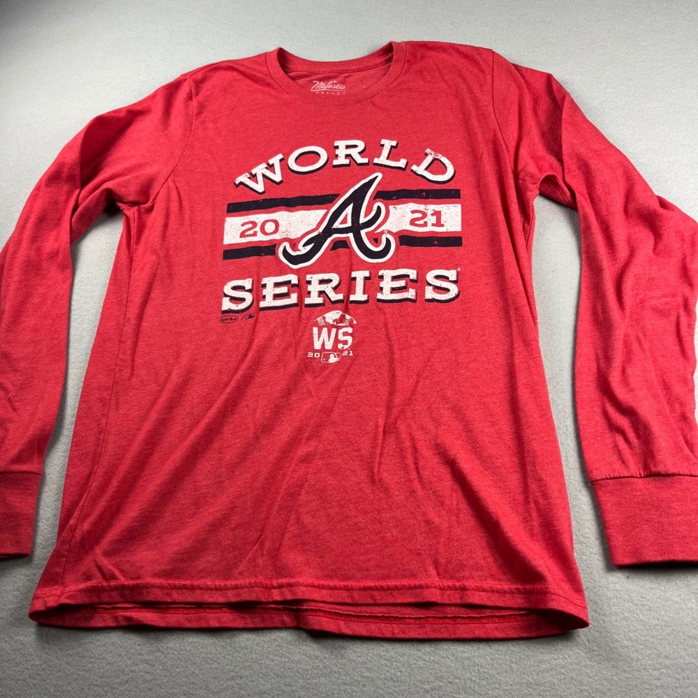 Majestic Threads Atlanta Braves 2021 World Series Red Long Sleeve Shirt Mens M